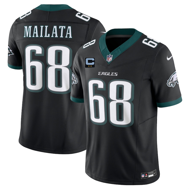 Men's Black Philadelphia Eagles #68 Jordan Mailata 2025 F.U.S.E. With 2-Star C Patch Vapor Untouchable Limited Throwback Stitched Football Jersey